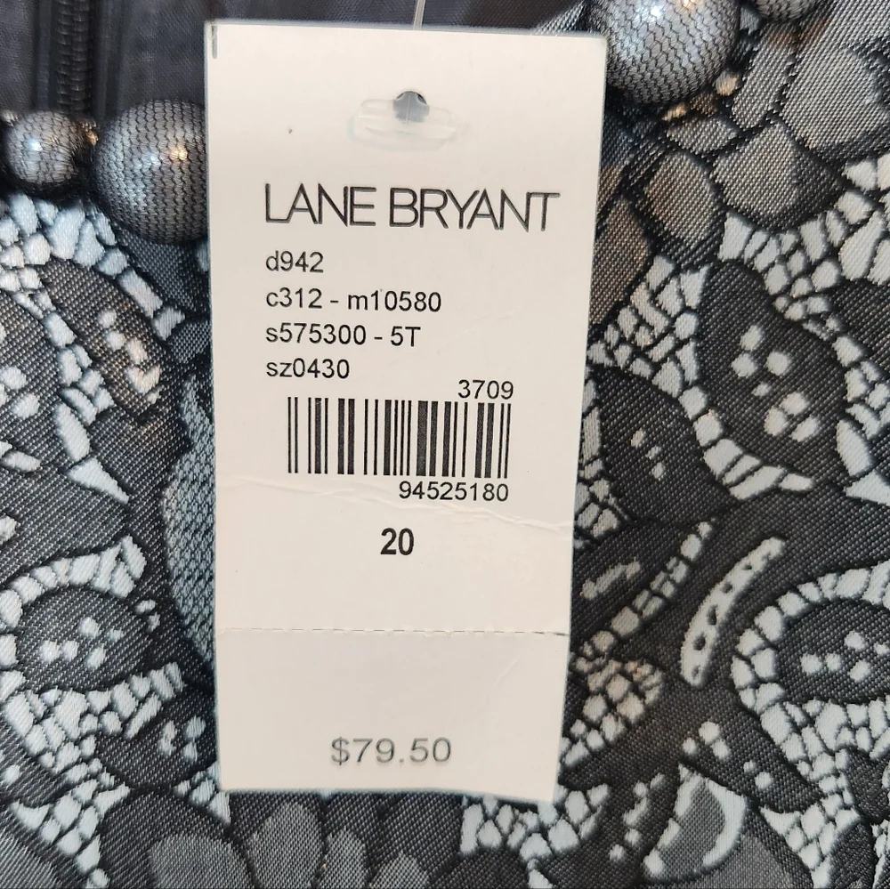 Lane Bryant Lace Jeweled Dress Black White Grey Size 20 NWT Wedding
